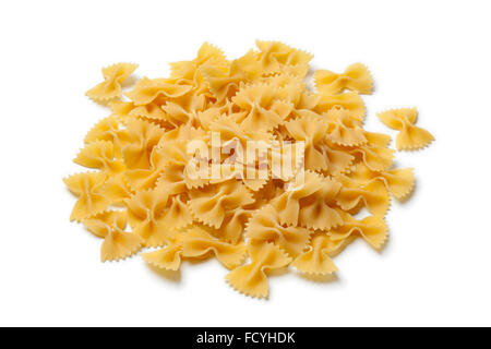 Heap of traditional Italian farfalle on white background Stock Photo