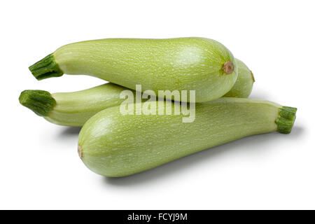 Fresh raw green courgettes on white background Stock Photo
