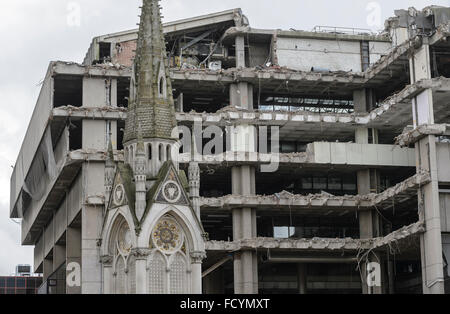 Demolition of the Central Library in Paradise Circus/ Chamberlain Square in Birmingham City Centre. Stock Photo