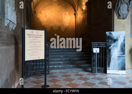 Biblioteca dell'Archiginnasio. Anatomical Theatre of the Archiginnasio. Ancient University of Bologna. Stock Photo