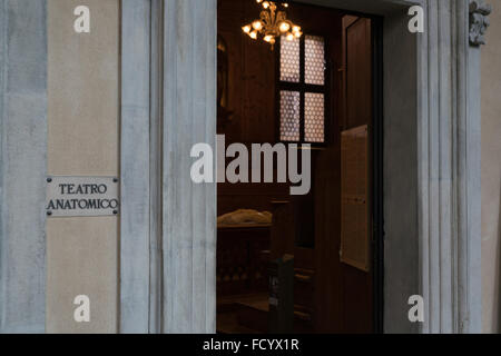 Biblioteca dell'Archiginnasio. Anatomical Theatre of the Archiginnasio. Ancient University of Bologna. Stock Photo