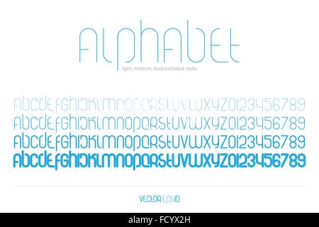 set of stylized alphabet letters and numbers isolated on white background. vector font type design Stock Vector