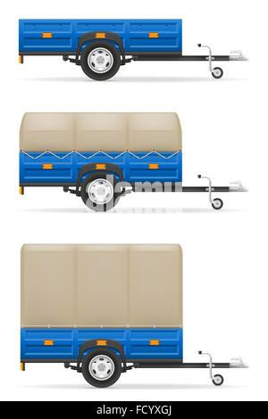 set icons car trailer for the transportation of goods illustration isolated on white background Stock Photo