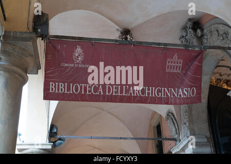 Biblioteca dell'Archiginnasio. Anatomical Theatre of the Archiginnasio. Ancient University of Bologna. Stock Photo