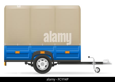 car trailer for the transportation of goods vector illustration isolated on white background Stock Vector