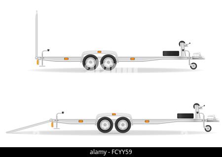 car trailer for transportation vehicles vector illustration isolated on white background Stock Vector