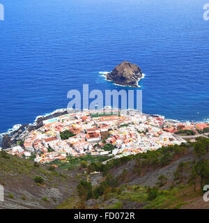 Small town (Garachico) on the ocean coast of Tenerife Island, Spain Stock Photo