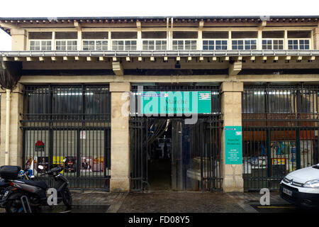 Entrance, covered market Marché Beauvau at the square of Aligre. Paris, France. Stock Photo