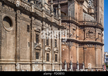 Spain, Andalusia, Province of Seville, Seville, exterior of the Sacritia Mayor and Capilla Real, the Royal Chapel at Seville Cat Stock Photo