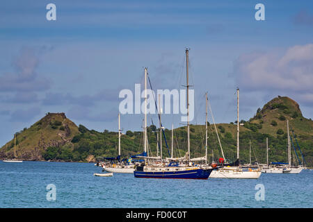 Boats At Pigean Island Reduit Beach St. Lucia West Indies Stock Photo