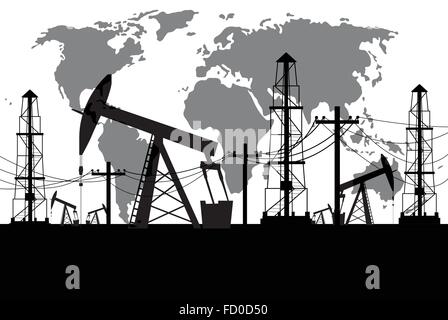 Silhouette of oil derrick Stock Vector