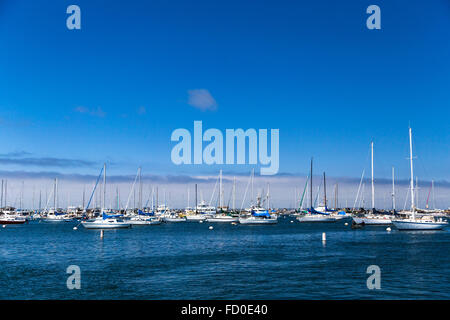 Moored sailboat in the Monterey Bay National Marine Sanctuary, on California Central Coast, near Big Sur, USA Stock Photo