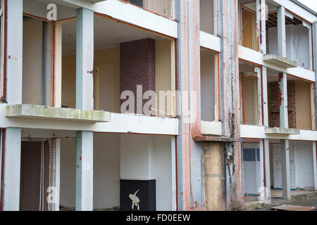 Derelict residential building in the process of being demolished Stock Photo
