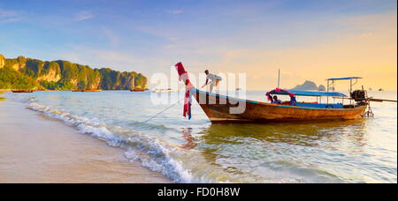 Thailand - Krabi province, Phang Nga Bay, sunset time on the beach Stock Photo