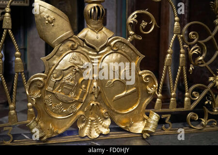 Religious symbols on display in St Vitus Cathedral in Prague Stock Photo