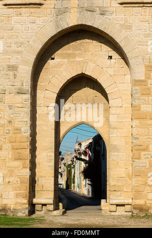 The door of Cordeliers,Aigues Mortes, Camargue gardoise, Gard, France Stock Photo