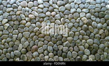 stacked pebble wall Stock Photo