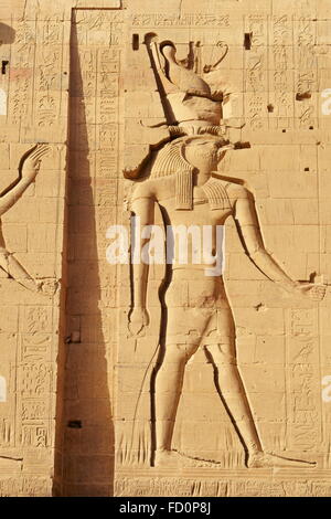 Egypt - Edfu, Temple of Horus, detail Stock Photo