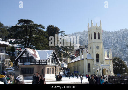 Christ Church at the Ridge in winter, Shimla, Himachal Pradesh, India Stock Photo