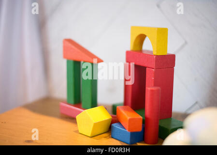 A colorful set of a child's wooden blocks Stock Photo