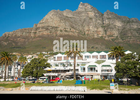 Resort view from Camps Bay Beach, Camps Bay, Cape Town, Western Cape Province, Republic of South Africa Stock Photo