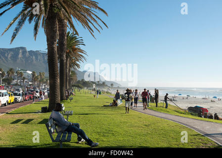 Beach promenade, Camps Bay, Cape Town, City of Cape Town Municipality, Western Cape, Republic of South Africa Stock Photo