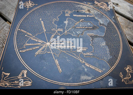 Nautical map in Phillip Island Nature Parks, Victoria, Australia. Stock Photo