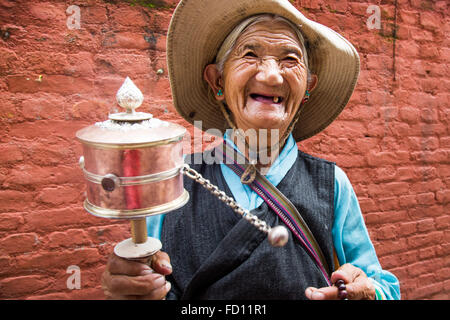 Local buddhist woman in Kathmandu, Nepal Stock Photo