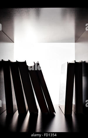 Silhouette of several books on the bookshelf Stock Photo