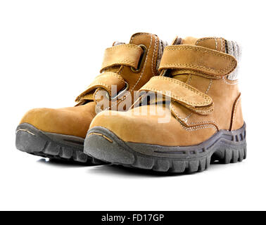 A pair of new hiking boots on white background Stock Photo - Alamy