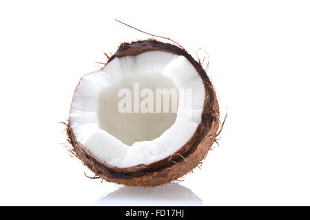 Coconut half on a white background Stock Photo
