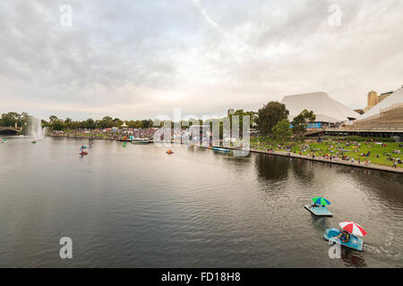 Adelaide, Australia - January 26, 2016: Australia Day celebration in Elder Park with lots of people of different nationalities. Stock Photo