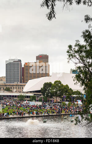 Adelaide, Australia - January 26, 2016: Australia Day celebration in Elder Park with lots of people of different nationalities. Stock Photo