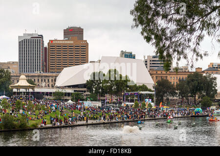 Adelaide, Australia - January 26, 2016: Australia Day celebration in Elder Park with lots of people of different nationalities. Stock Photo