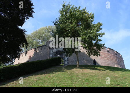 Burcht Hill, a medieval 11th century stronghold in the old city centre of Leiden, The Netherlands Stock Photo