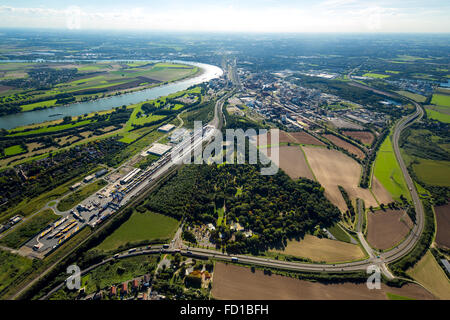 Logport III, logistics, Duisport, Rhine, Budberg, Container Terminal, transfer station, Duisburg, Ruhr district Stock Photo