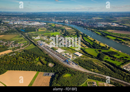 Logport III, logistics, Duisport, Rhine, Budberg, Container Terminal, transfer station, Duisburg, Ruhr district Stock Photo