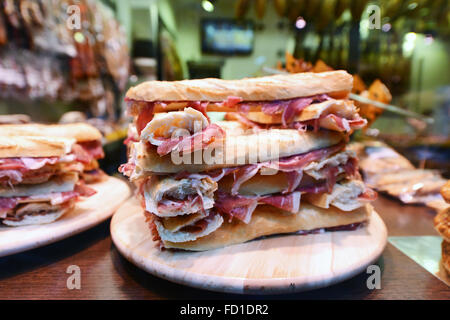 Basque bocadillo de jamon serrano, a serrano ham sandwich Stock Photo