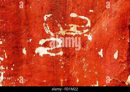 Creative background with beautiful shades of red, cracks and scratches on the concrete. Grungy concrete surface. Great backgroun Stock Photo