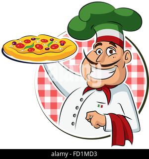 Cook Pizza. Vector illustration isolated on a white background Stock Vector
