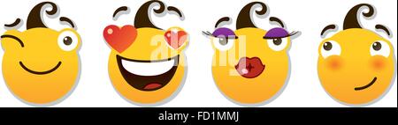 set of smileys. Positive smileys. Vector illustration isolated on a white background Stock Vector