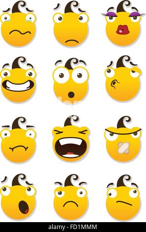 set of smileys. Angry and sad smileys. Vector illustration isolated on a white background Stock Vector