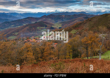 Pendes (a small town near by the Picos de Europa National Park) in autumn, Liebana, Cantabria, Spain. Stock Photo