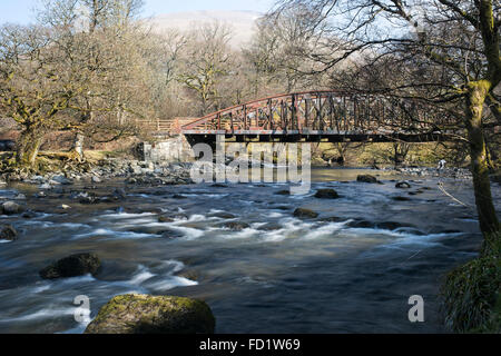 The former railway bridge spanning the river Greta near Brundholme (1), Threlkeld, Lake District National Park, Cumbria, UK Stock Photo