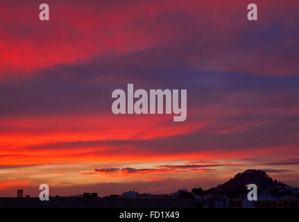 Sunset Javea, Spain. Stock Photo