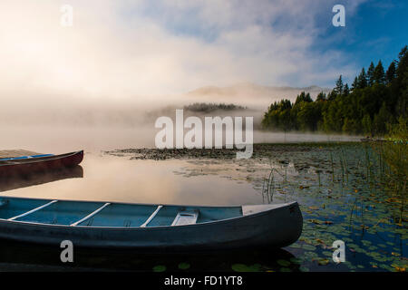 Boats in lake, Dutch Lake, Clearwater, British Columbia, Canada Stock Photo