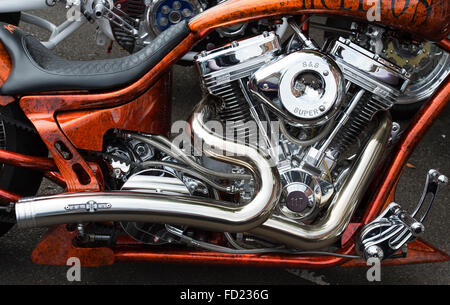 Custom chopper motorcycle engine Stock Photo