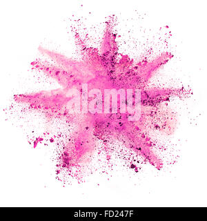 Explosion of purple powder, isolated on white background Stock Photo