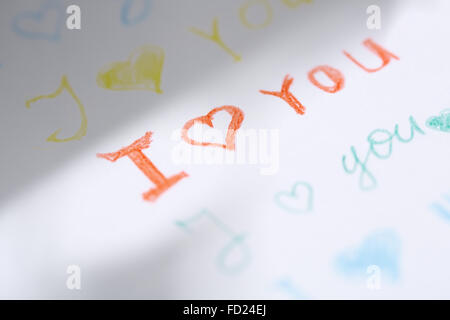 Paper with love you message. Close-up view Stock Photo