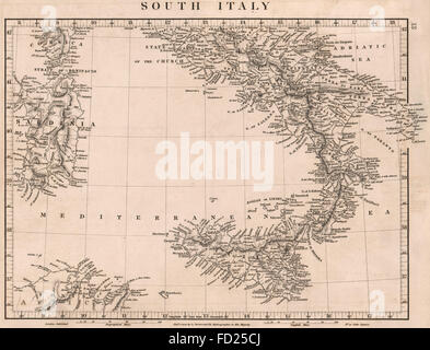 ITALY SOUTH: General map. Sardinia Sicily. ARROWSMITH, 1828 Stock Photo